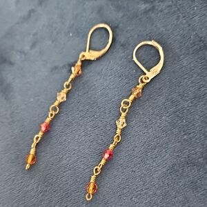 JTV Gold and Orange Dangle Earrings